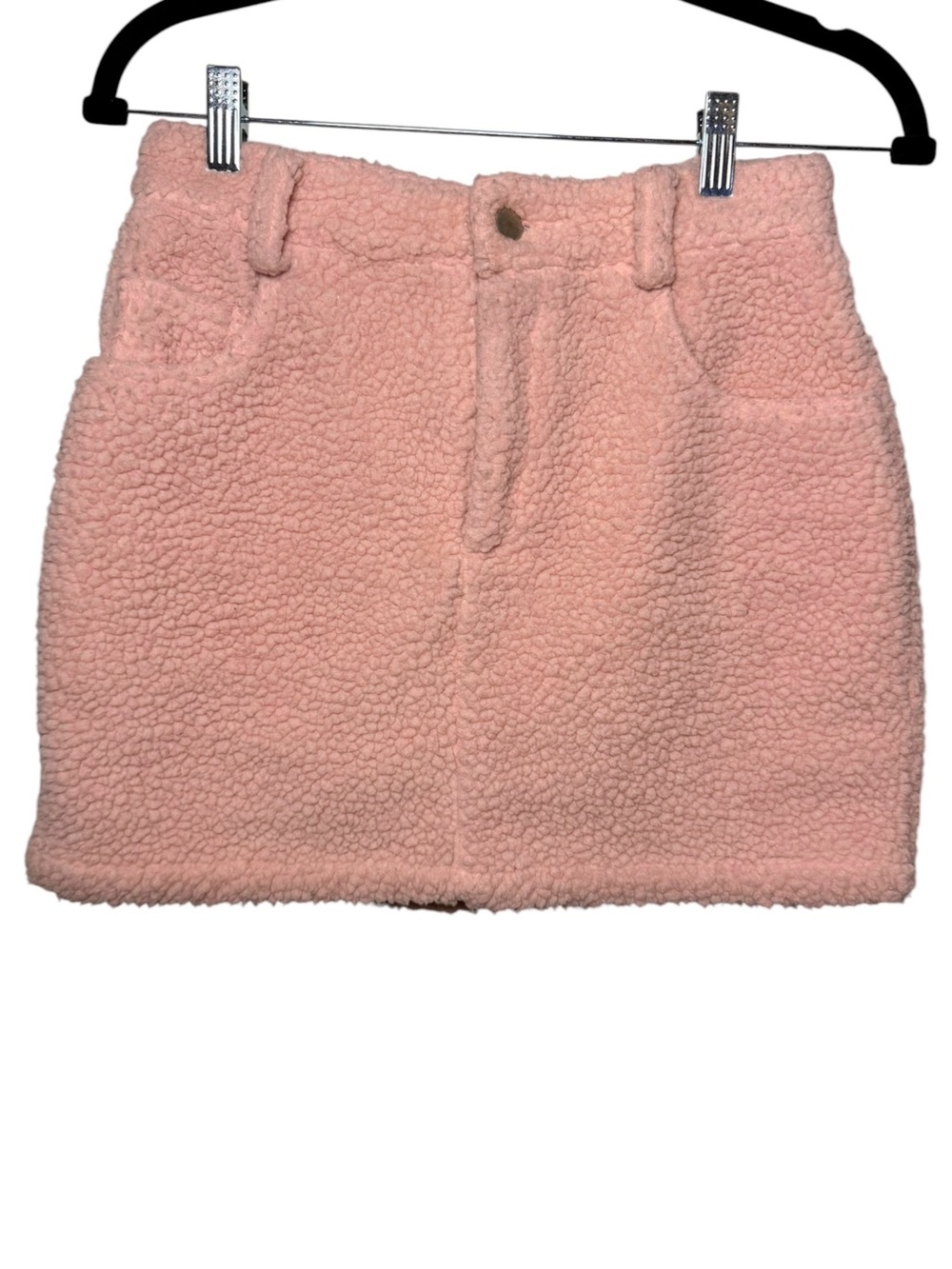 Forever 21 Pink Sherpa Teddy Mini Skirt Size Small Cozy Faux Shearling